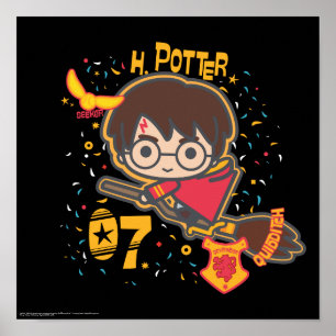 Cartoon Harry Potter Quidditch Zoeker Poster