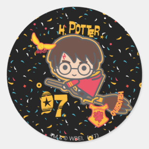 Cartoon Harry Potter Quidditch Zoeker Ronde Sticker