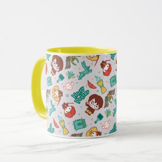 Cartoon HARRY POTTER™ Wezens & Spreuken Patroon Mok (Voorkant links)