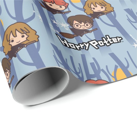 Cartoon Harry, Ron en Hermione vliegen in Bos Cadeaupapier (Rol Hoek)