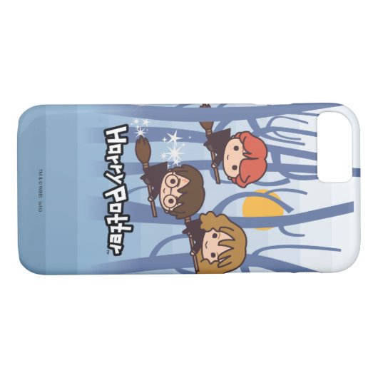 Cartoon Harry, Ron en Hermione vliegen in Bos Case-Mate iPhone Case (Achterkant (Horizontaal))