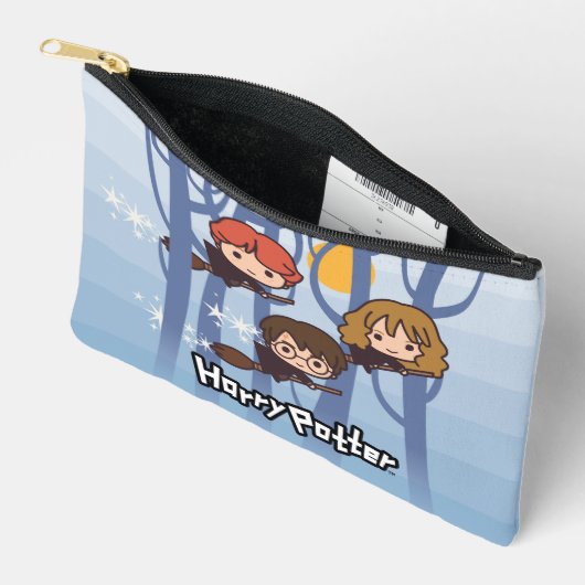 Cartoon Harry, Ron en Hermione vliegen in Bos Etui (Open)