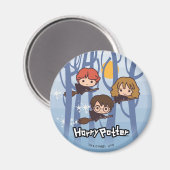 Cartoon Harry, Ron en Hermione vliegen in Bos Magneet (Voorkant / Achterkant)