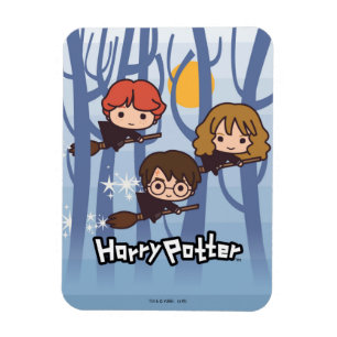 Cartoon Harry, Ron en Hermione vliegen in Bos Magneet