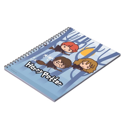 Cartoon Harry, Ron en Hermione vliegen in Bos Notitieboek (Linkerzijde)