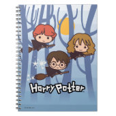 Cartoon Harry, Ron en Hermione vliegen in Bos Notitieboek (Voorkant)