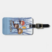 Cartoon Harry, Ron en Hermione vliegen in Bossen Bagagelabel (Voorkant horizontaal)