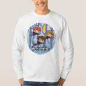 Cartoon Harry, Ron en Hermione vliegen in Bossen T-shirt (Voorkant)