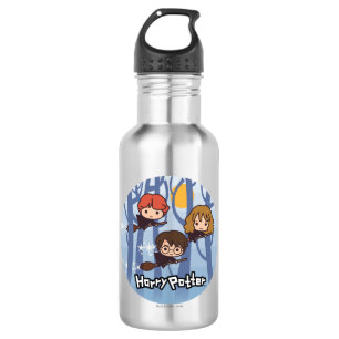Cartoon Harry, Ron en Hermione vliegen in het bos Waterfles