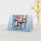 Cartoon Harry, Ron, & Hermione die in Bos vliegen Kaart (Gele Bloem)