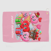 Cartoon hart & lieve vrienden Valentijnsdag Golfhanddoek (Horizontaal)