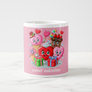Cartoon hart & lieve vrienden Valentijnsdag Grote Koffiekop