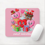 Cartoon hart & lieve vrienden Valentijnsdag Muismat (Met muis)