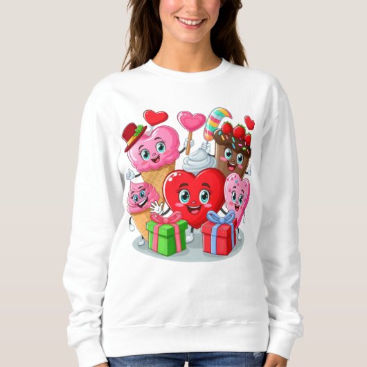Cartoon hart & lieve vrienden Valentijnsdag Trui (Voorkant)