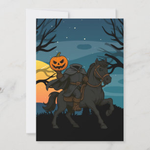 cartoon Headless Horseman Halloween / Herfst Kaart