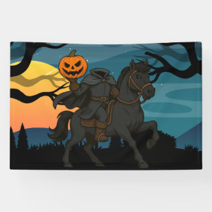 cartoon Headless Horseman Halloween / Herfst Spandoek