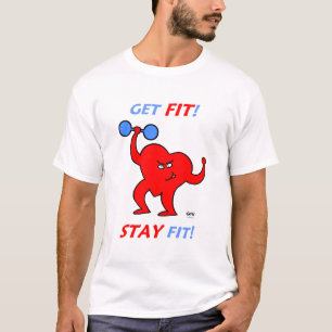 Cartoon Heart Exercise Fitness Motivation Gezegde T-shirt