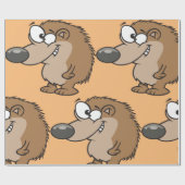 Cartoon Hedégel Brown Animal Wrapping Paper Cadeaupapier (Vlak)