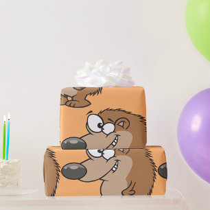 Cartoon Hedégel Brown Animal Wrapping Paper Cadeaupapier