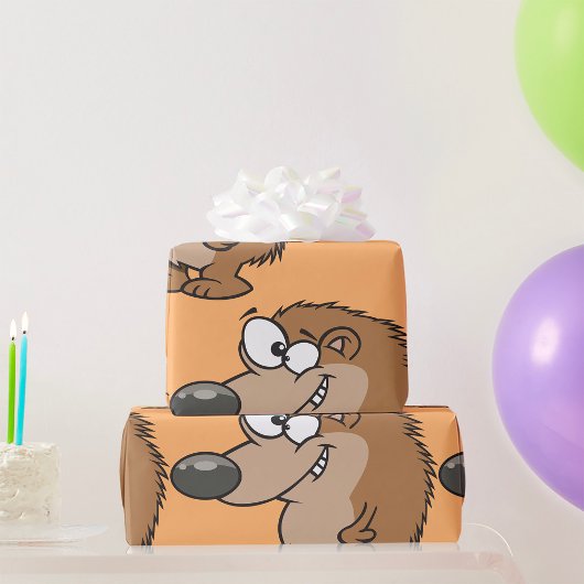 Cartoon Hedégel Brown Animal Wrapping Paper Cadeaupapier
