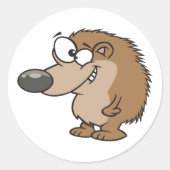 Cartoon Hedegel Ronde Sticker (Voorkant)