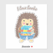 Cartoon Hedgehog Dragen Boeken Vinyl Sticker (Vel)
