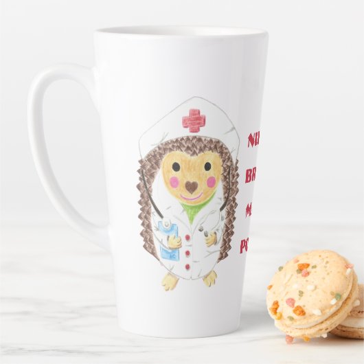 Cartoon Hedgehog Nurse Magic Potion Latte Mok (In situ)