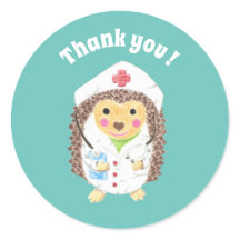 Cartoon Hedgehog Verpleegster Dank u Envelop Seal
