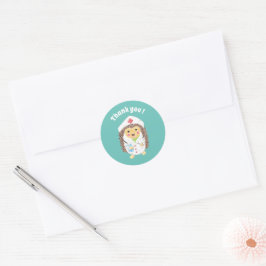 Cartoon Hedgehog Verpleegster Dank u Envelop Seal Ronde Sticker