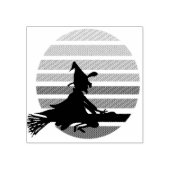 Cartoon heks die 's nachts over de maan vliegt rubberstempel (Afrduk)