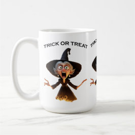 Cartoon heks "Trick or treat" Koffiemok