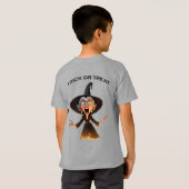 Cartoon heks "Trick or treat" T-shirt (Achterkant volledig)