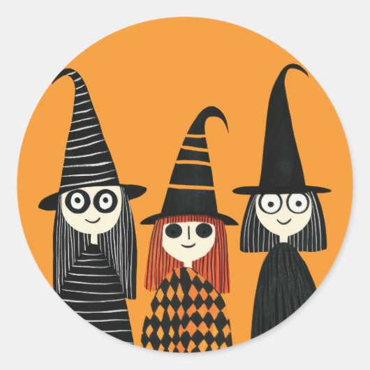 Cartoon heksen spookachtige Schattigee Halloween Ronde Sticker (Voorkant)