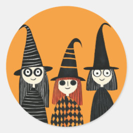 Cartoon heksen spookachtige Schattigee Halloween Ronde Sticker