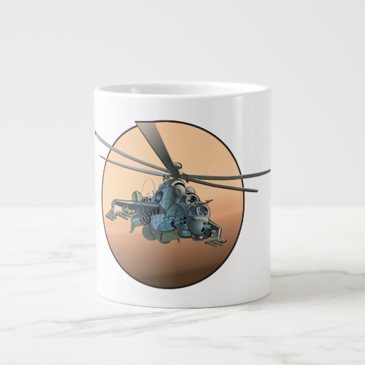Cartoon helikopter grote koffiekop (Voorkant)