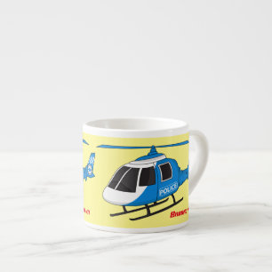 Cartoon helikopter helikopter helikopter van de po espresso kop