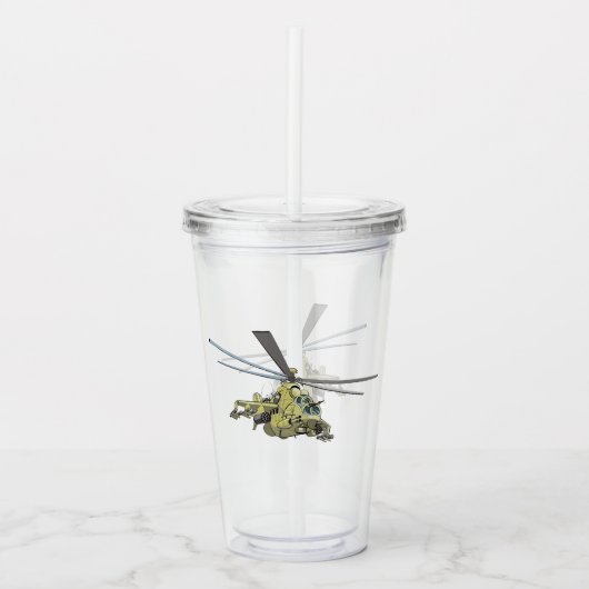 Cartoon Helikopter "Hind" Acryl Drinkbeker (Voorkant)