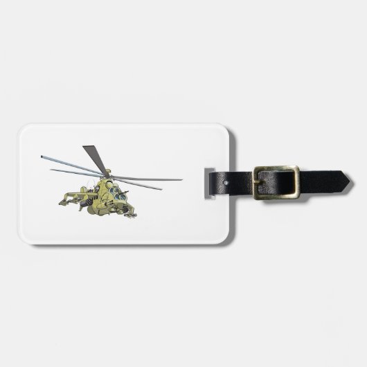 Cartoon Helikopter "Hind" Bagagelabel (Voorkant horizontaal)