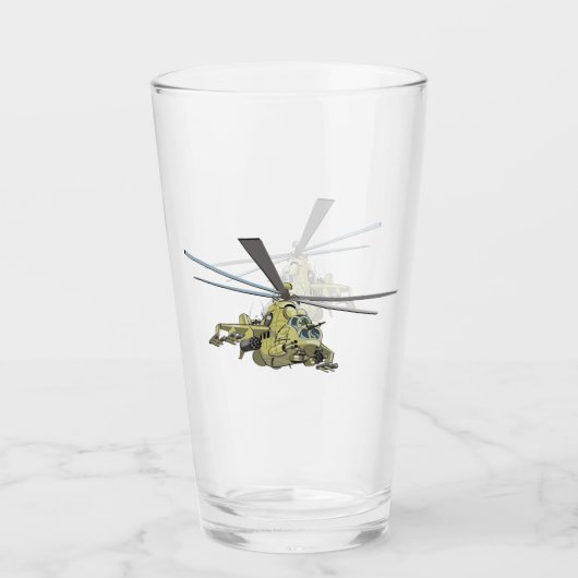 Cartoon Helikopter "Hind" Glas (Voorkant)