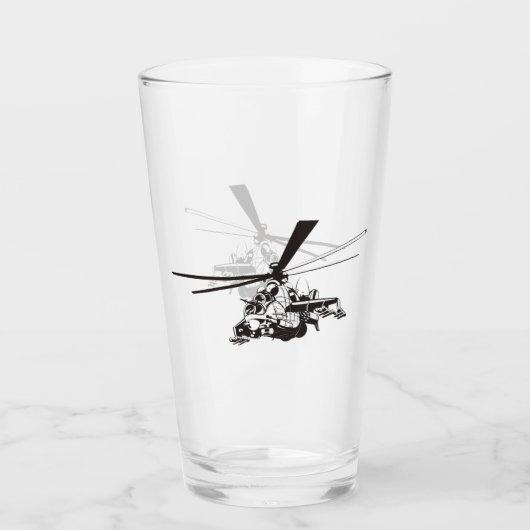 Cartoon Helikopter "Hind" Glas (Voorkant)
