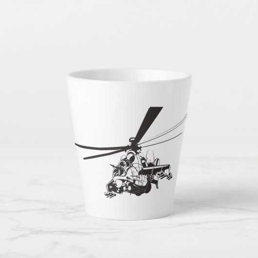 Cartoon Helikopter "Hind" Latte Mok (Voorkant)