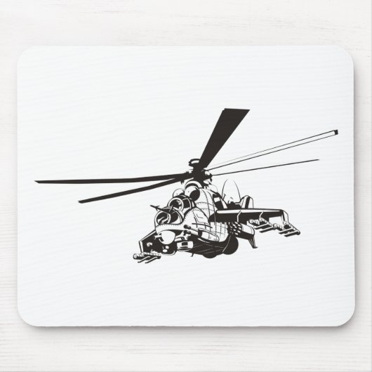 Cartoon Helikopter "Hind" Muismat (Voorkant)