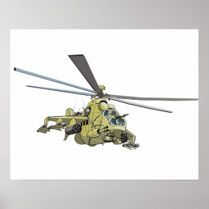 Cartoon Helikopter "Hind" Poster