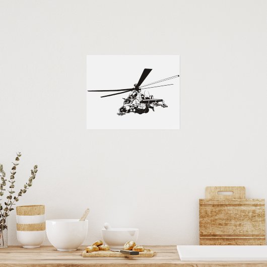 Cartoon Helikopter "Hind" Poster (Keuken)