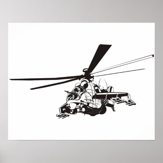 Cartoon Helikopter "Hind" Poster (Voorkant)