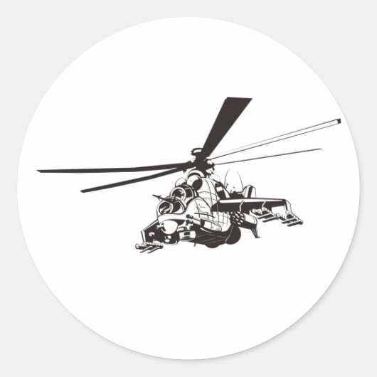 Cartoon Helikopter "Hind" Ronde Sticker (Voorkant)
