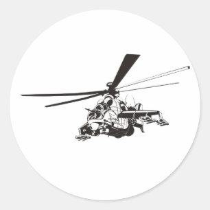 Cartoon Helikopter "Hind" Ronde Sticker