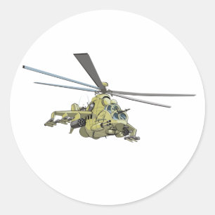 Cartoon Helikopter "Hind" Ronde Sticker