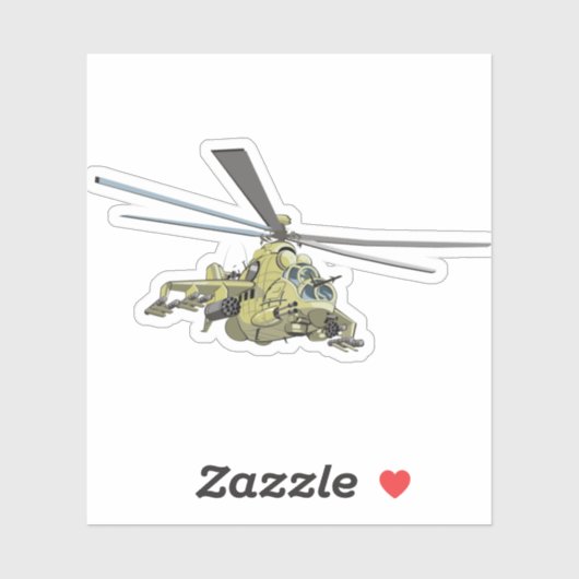 Cartoon Helikopter "Hind" Sticker (Vel)