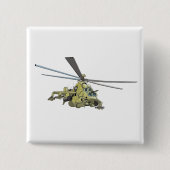 Cartoon Helikopter "Hind" Vierkante Button 5,1 Cm (Voorkant)